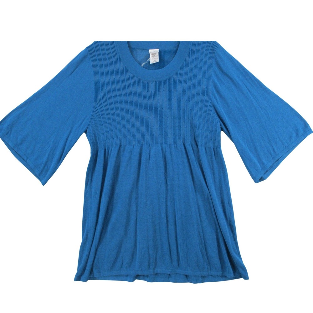 Just My Size Venice Blue Knit Empire Waist Tunic Top 3X JM9452